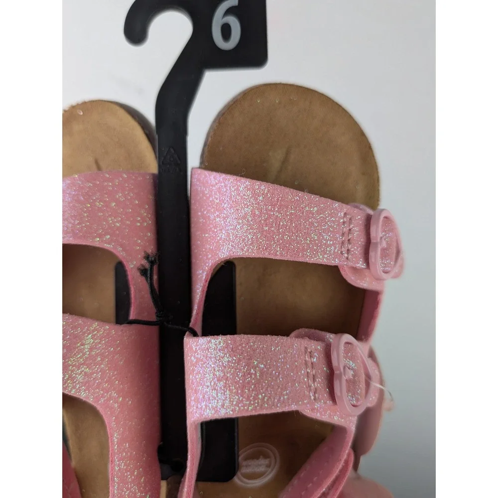 Wonder Nation Toddler Girls Pink Glitter Heart Buckle Sandals Size 6 NWT